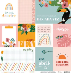 Folha para Scrapbook - Juju Scrapbook - Coleção Janeiro a Janeiro - Novos Começos - 8D1B49 - comprar online