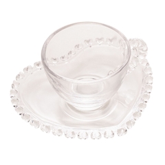 Xícara P/ Café C/ Pires - Cristal Coração - 1678