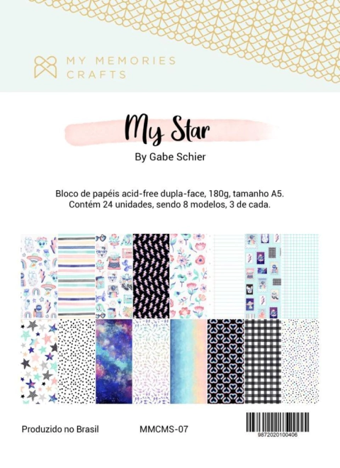 Bloco A5 My Memories Crafts - Coleção My Stars - MMCMS - 07
