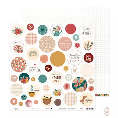Papel para Scrapbook Repleto de Amor - Coleção Em Família - JuJu Scrapbook