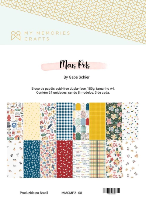 Bloco de Folhas A4 - My Memories Crafts - Coleção Meus Pets - MMCMP2-08