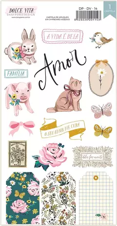 Chipboard estampado adesivado - Coleção Dolce Vita - Dany Peres