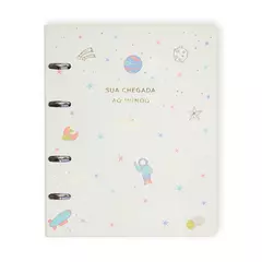 Kit Livro Álbum Argolado Do Bebê 18x24 Off White + Cartões Mesversário Do Bebê 10x15 Off White - Cicero na internet