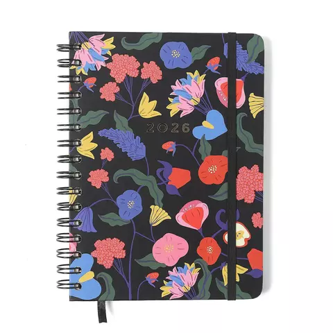 Agenda Planner Wire-o 2026 Doce Florada Semanal Anotações A5 Preto - Cicero - comprar online