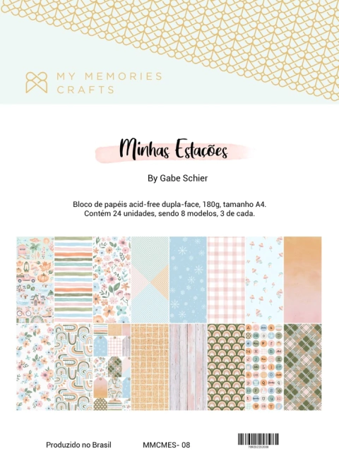 Bloco de Folhas A4 - My Memories Crafts - Coleção Minhas Estações - MMCMES-08
