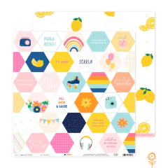 Papel Ser Feliz - Coleção Momento de Sorrir - JuJu Scrapbook