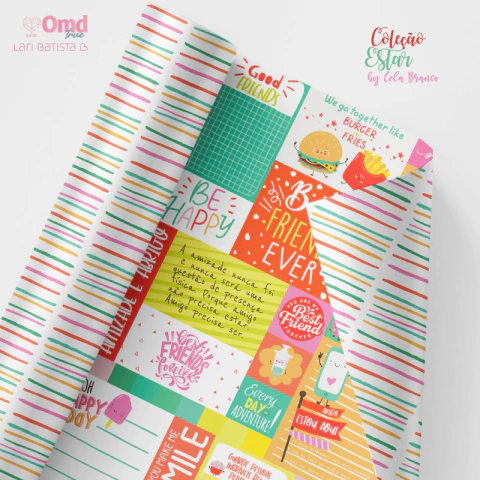 Folha para Scrapbook - Lari Batista - Coleção Estar - By Cela Branco - Cards