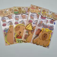 Kit com 4 Cartelinhas de Adesivos Transparentes Capivara