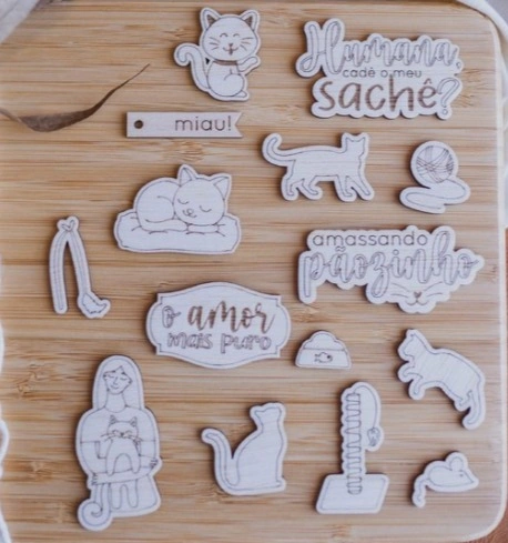 Aplique Madeirinha - Pets - Gatos - Estação do Scrap - 1791