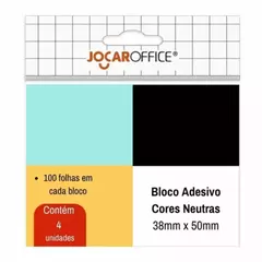 Bloco Adesivo Transparente 4 Cores Neutras 38mmx50mm- JOCAR OFFICE - 91146