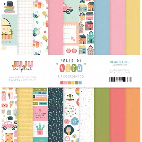 Kit coordenado - Coleção Feliz da Vida - Juju Scrapbook