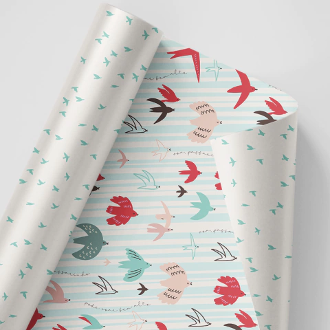 Folha para Scrapbook - Lari Batista - Coleção Recomeçar - Folha Pássaros