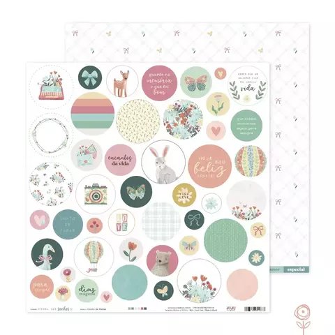 Papel para Scrapbook Conto de Fadas - Coleção Terra dos Sonhos I Juju Scrapbook