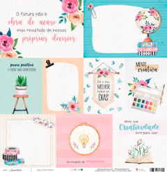 Folha para Scrapbook - Juju Scrapbook - Coleção Quarentena Criativa - Pense Positivo - comprar online
