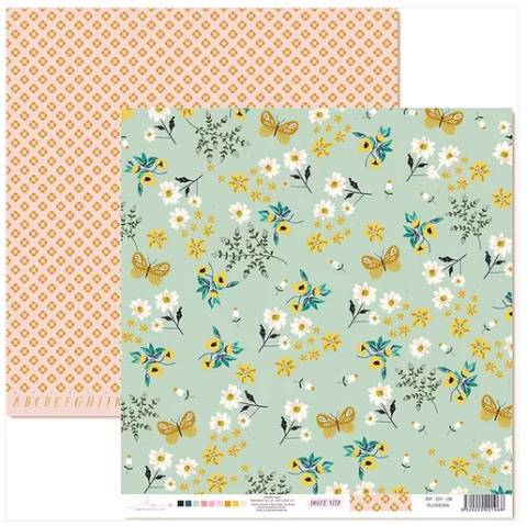 Folha para Scrapbook - Coleção Dolce Vita - Folha Floreira - Dany Peres - DP-DV-06