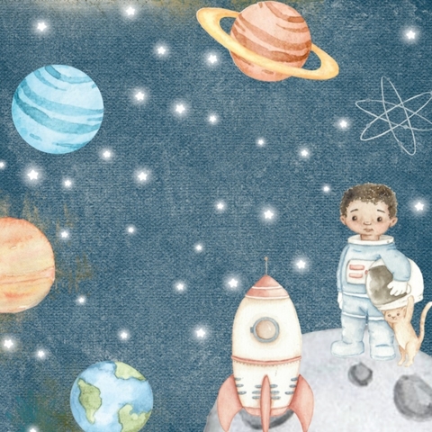 Folha para Scrapbook - Dany Peres Design - Coleção Pequenos Desbravadores - Mapa da Lua (DP-PD-02)