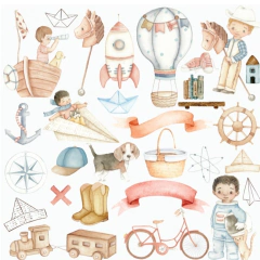 Folha para Scrapbook - Dany Peres Design - Coleção Pequenos Desbravadores - Brinquedoteca (DP-PD-05)