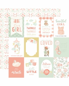 Folha para Scrapbook - Echo Park - Coleção It's a Girl - 3x4 Journaling Cards - IAG277002