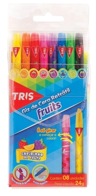 Giz Cera Retrátil Fruits - 8 Cores - Tris - 686448