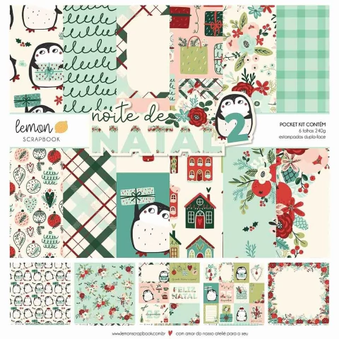 Pocket KIT 6 Folhas - Coleção Noite de Natal 2 - Lemon Scrapbook
