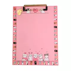 Prancheta Estampada A5 + 30 Folhas Decoradas - Gatinhos