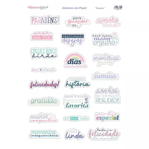 Adesivos em papel Desejos - Coleção Doce Alegria I Juju Scrapbook - comprar online