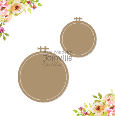 Recorte Arte Madeira Joinville em MDF Cru - Mini Bastidor 01 Redondo P - 400024