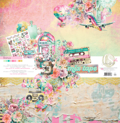 Bloco 30,5 x 30,5 Coleção MIX TAPE- Carina Sartor - MIX00