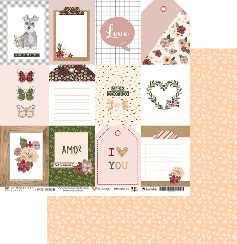 Coleção Meu Coração - Folha 03 - My Memories Crafts - MMCCOR-03