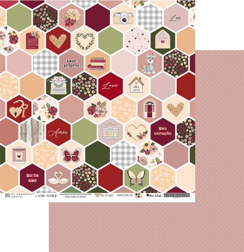 Coleção Meu Coração - Folha 05 - My Memories Crafts - MMCCOR-05