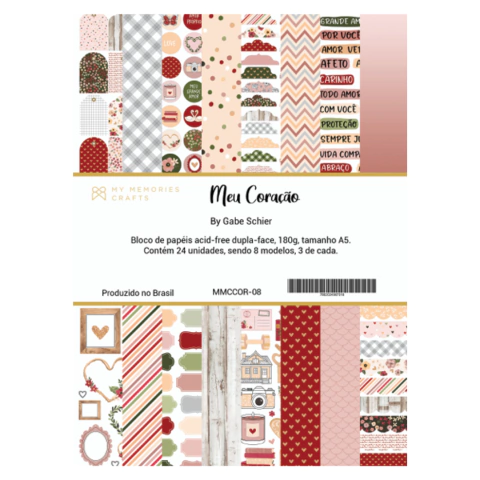 Coleção Meu Coração - Bloco A5 - My Memories Crafts - MMCCOR-08