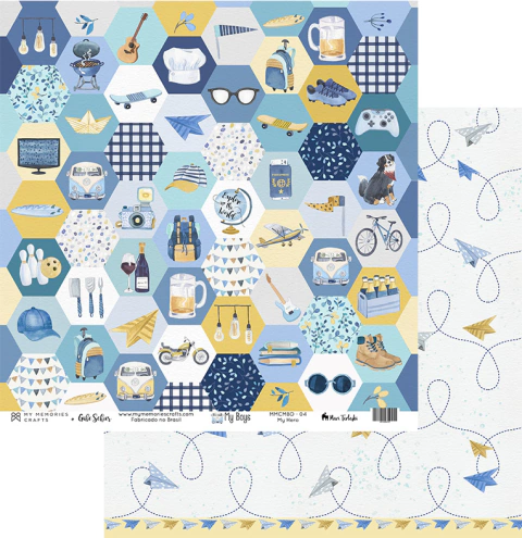 Folha para Scrapbook - My Memories Crafts - Coleção My Boys - MMCMBO-04