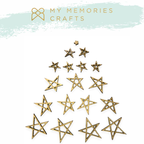 Kit de Estrelas Adesivadas - My Memories Crafts - Coleção My Memories From Christmas - 14 peças - MMCMMC2-12