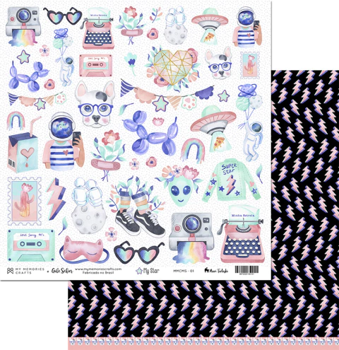 Folha para Scrapbook - My Memories - Coleção My Stars - MMCMS - 01
