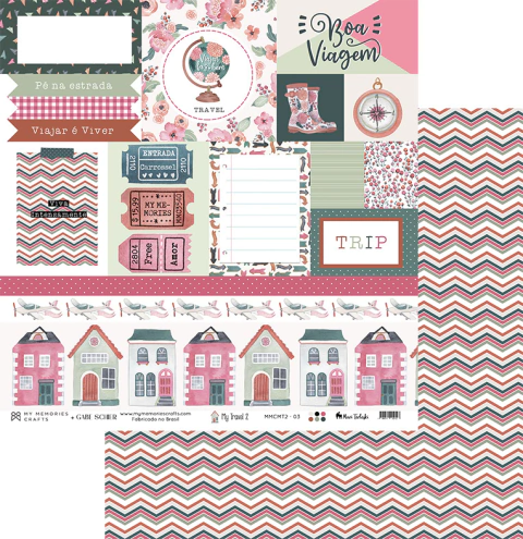 Folha para Scrapbook - My Memories - Coleção My Travel - MMCMT2-03