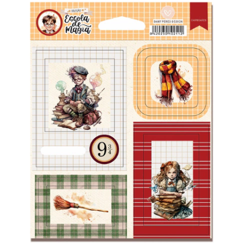 Cartela de Moldurinhas Estampadas Adesivadas - Coleção Escola de Magia - Dany Peres - DP-EM-10A