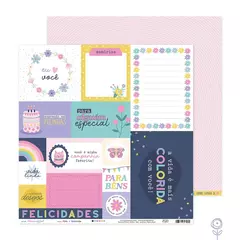 Papel para Scrapbook Vida mais Colorida - Coleção Doce Alegria I Juju Scrapbook - comprar online