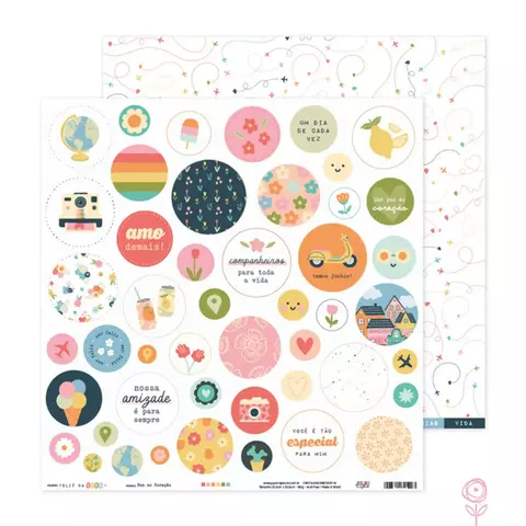 Papel para Scrapbook Paz no Coração - Coleção Feliz da Vida - Juju Scrapbook