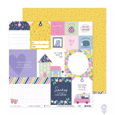 Papel para Scrapbook Cheio de Gratidão - Coleção Doce Alegria I Juju Scrapbook - comprar online