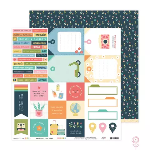 Papel para Scrapbook Sorrir, Viver e Amar - Coleção Feliz da Vida - Juju Scrapbook