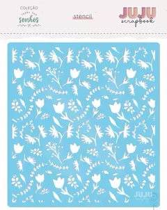 Stencil Bosque de Flores - Coleção Terra dos Sonhos I Juju Scrapbook