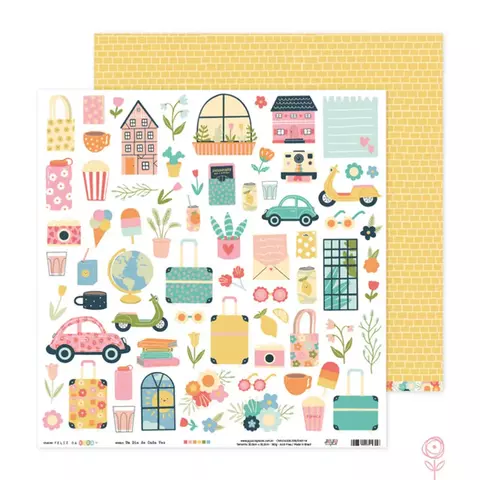 Papel para Scrapbook Um Dia de Cada Vez - Coleção Feliz da Vida - Juju Scrapbook