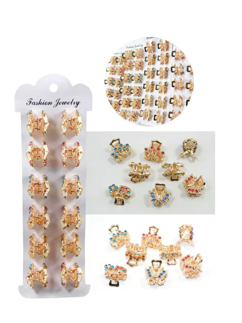Set x 12 Broche Dorados con Diamante