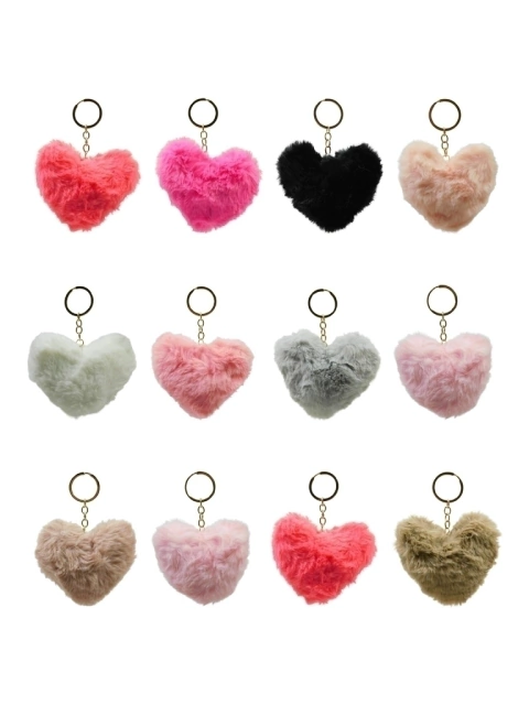 Llavero Pompón en forma de Corazón con Argolla Dorado