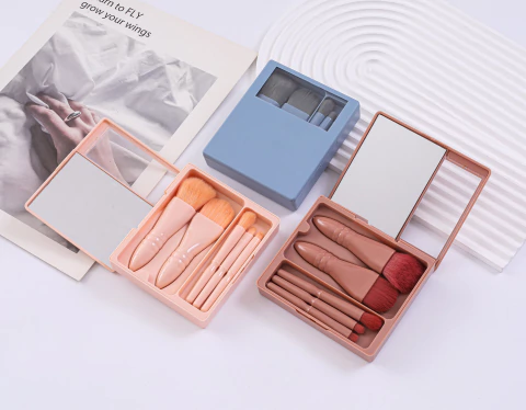 Estuche con espejo de brochas x5