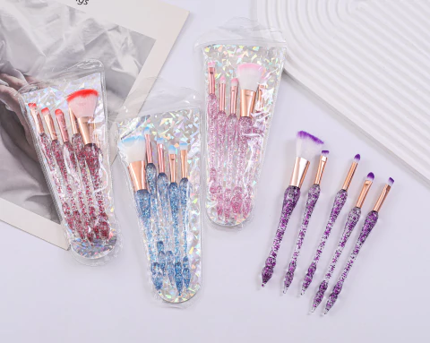 Brocha con mango de brillos x5