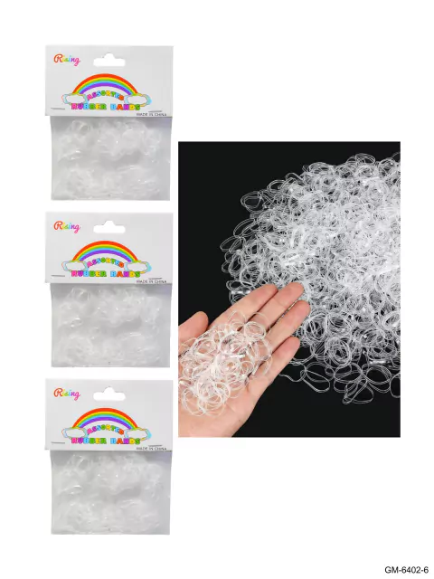 Bandas Elásticas TRANSPARENTE Terminación de trenza x 12 Bolsitas