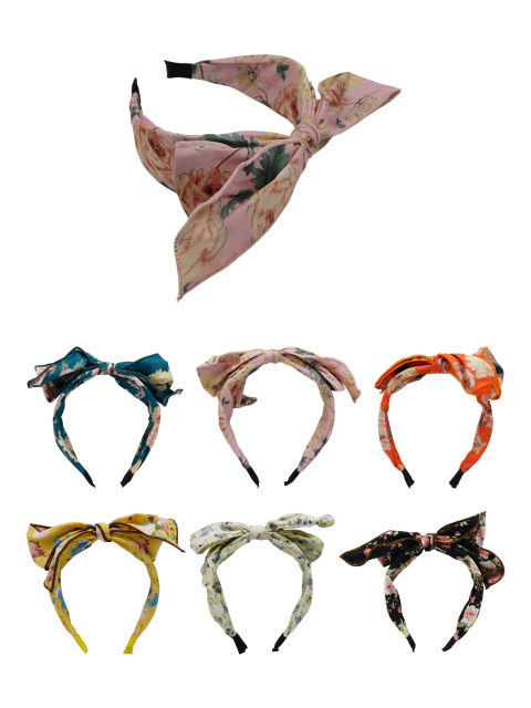 Vincha con moño Flores X6