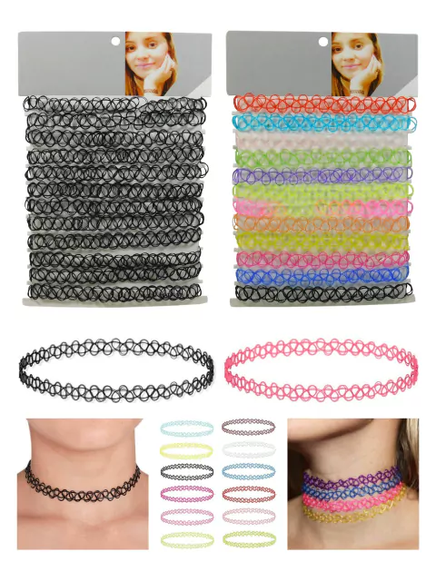 Collar Choker Plastico Elastirizado x12