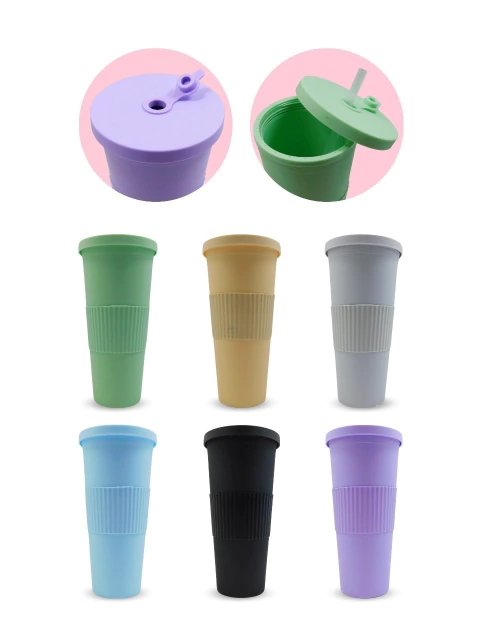 Vaso con Tapa y Bombilla con Antideslizante